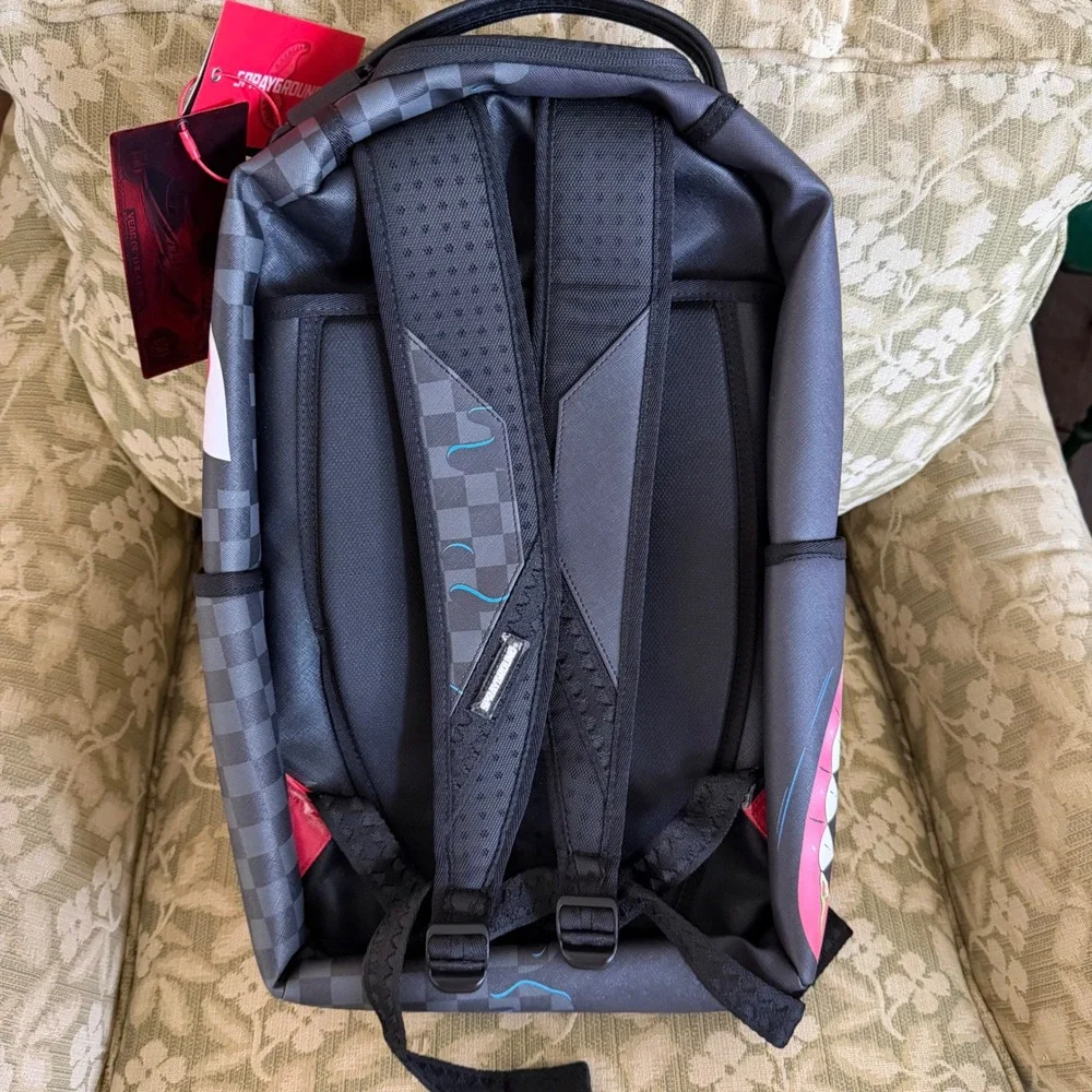 Sprayground Marvel Venom Shark Backpack Mens Womens Black Checkered Graphic Bag